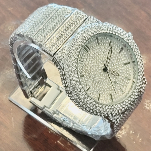Mens Iced Out Hip Hop Bling Simulated Diamond Quartz Movement Full Ice Watch - Picture 4 of 7